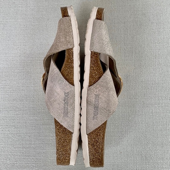 BIRKENSTOCK Big Buckle Siena Washed Metallic Rose Gold Leather Sandals Size 39 - Picture 4 of 10